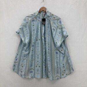 Torrid Shirt Womens 2X Blue Popover Belle Isle Carolina Palms Print Preppy NWT